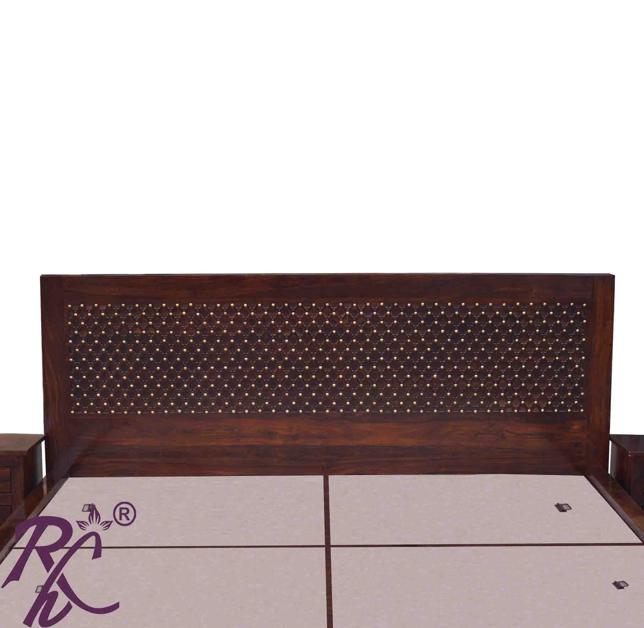 Solid Wood Jiksa Jali Design King Size With Storage Bed