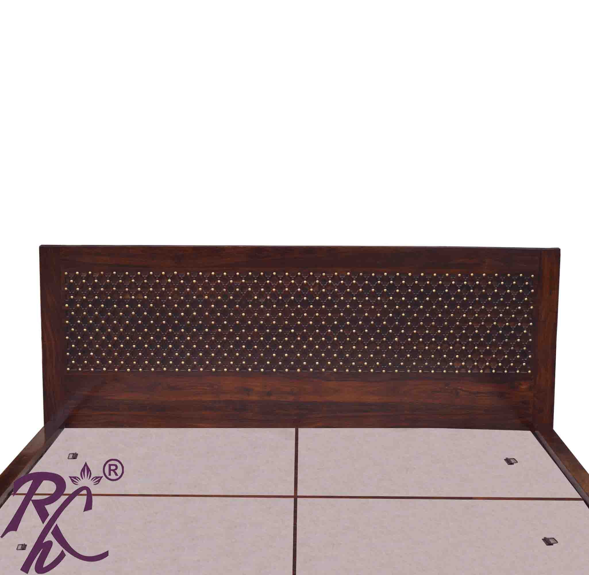 Solid Wood Jiksa Jali Design King Size With Storage Bed