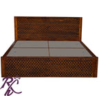 Solid Wood Jiksa Jali Design King Size With Storage Bed