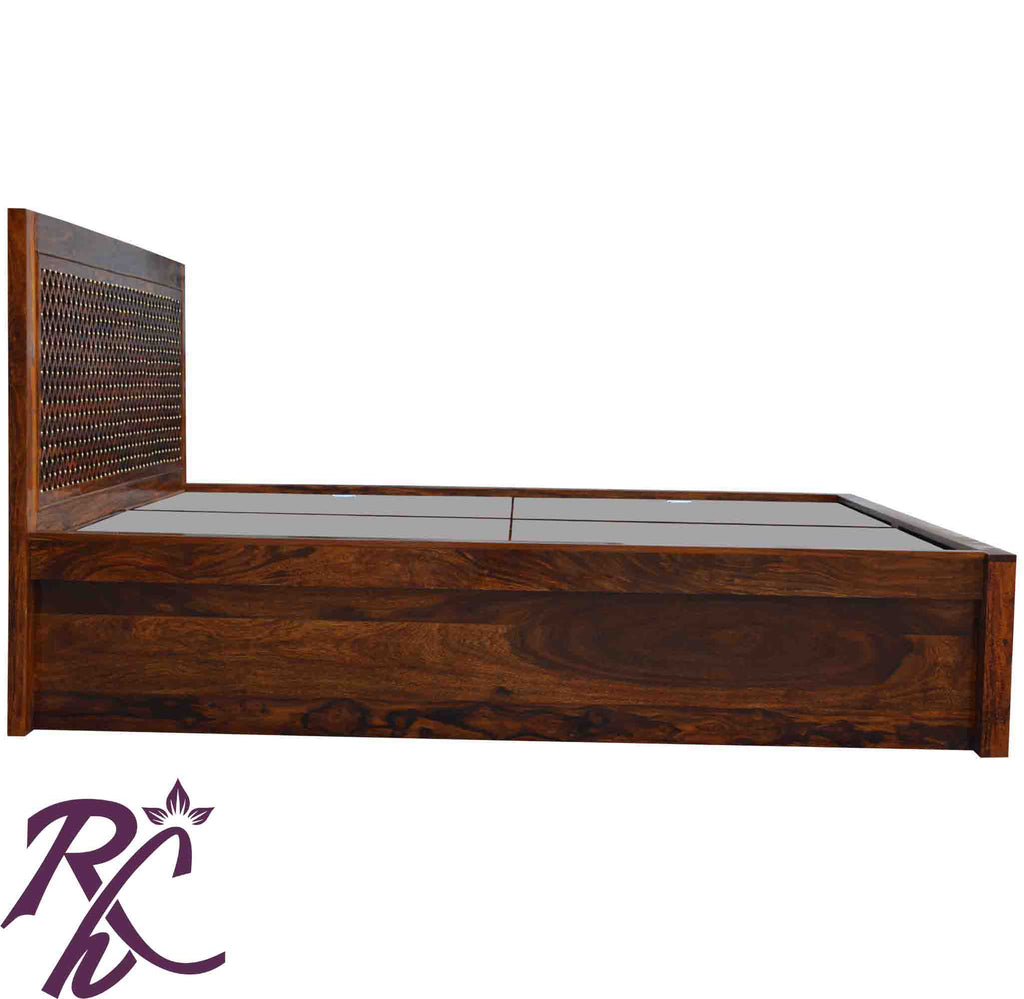 Solid Wood Jiksa Jali Design King Size With Storage Bed