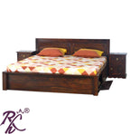 Solid Wood King Size Bed With Storage With Both Side Door