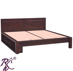 Solid Wood King Size Platform Bed With Side Display