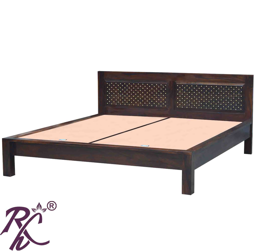Solid Wood Jiksa Jali Design King Size Platform Bed