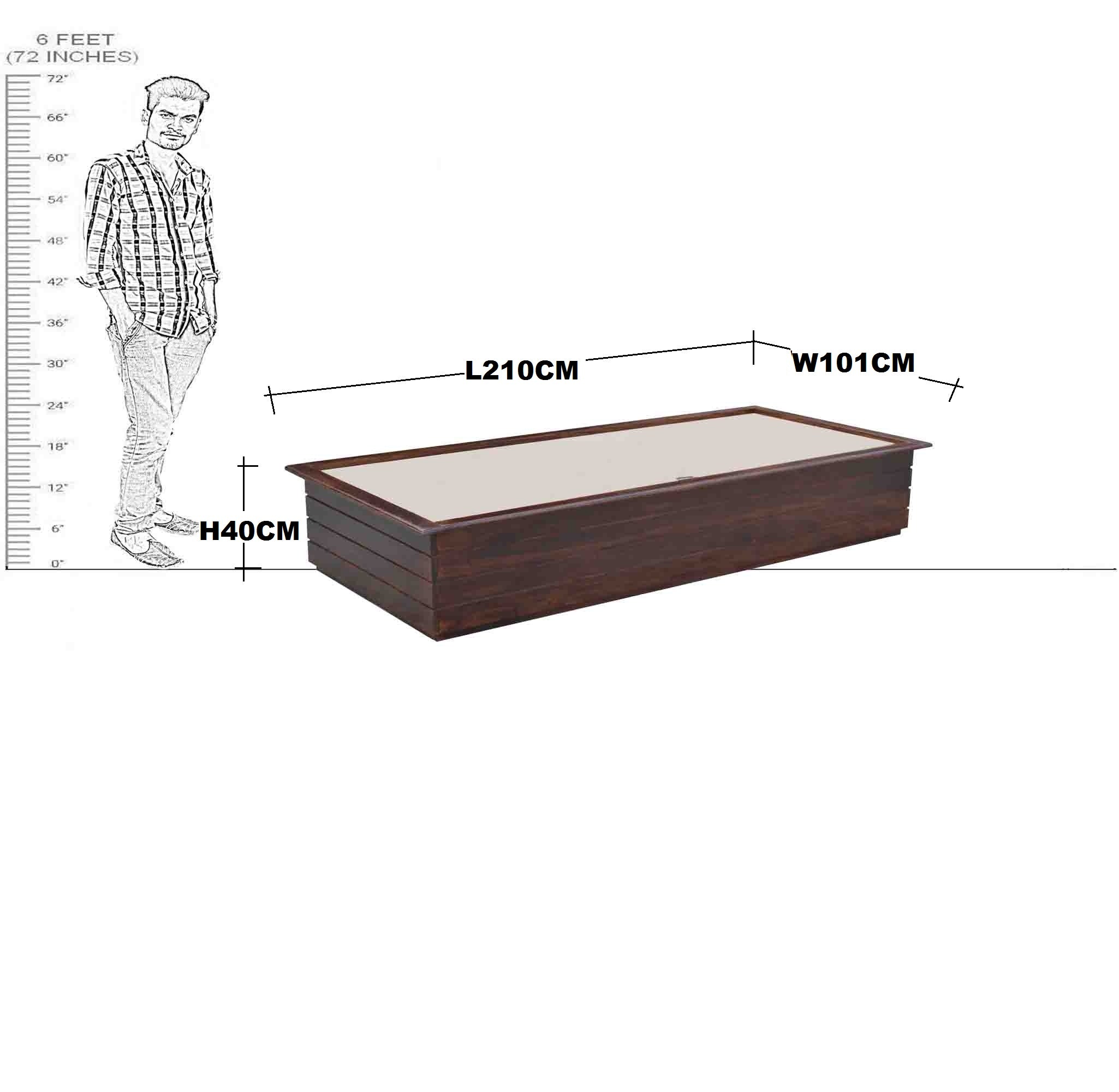 Solid Wood Diwan Bed With Storage Single