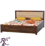 Solid Wood King Size With Storage Bed With Back Cushion