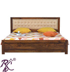 Solid Wood King Size With Storage Bed With Back Cushion