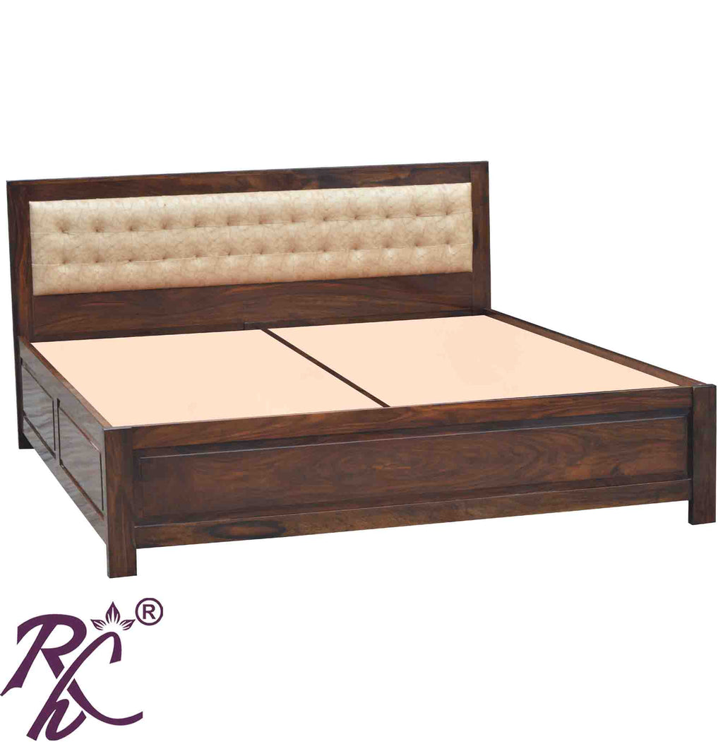 Solid Wood King Size With Storage Bed With Back Cushion