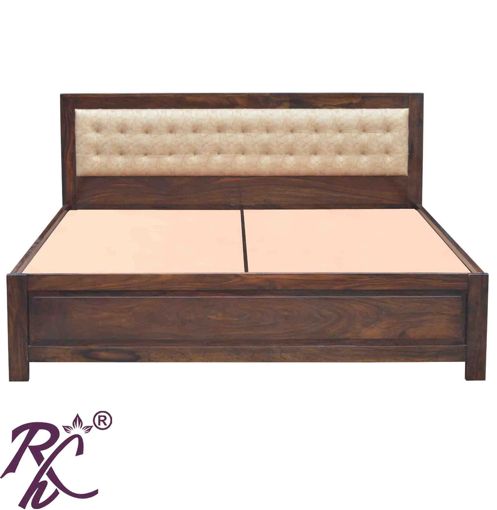 Solid Wood King Size With Storage Bed With Back Cushion