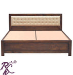 Solid Wood King Size With Storage Bed With Back Cushion