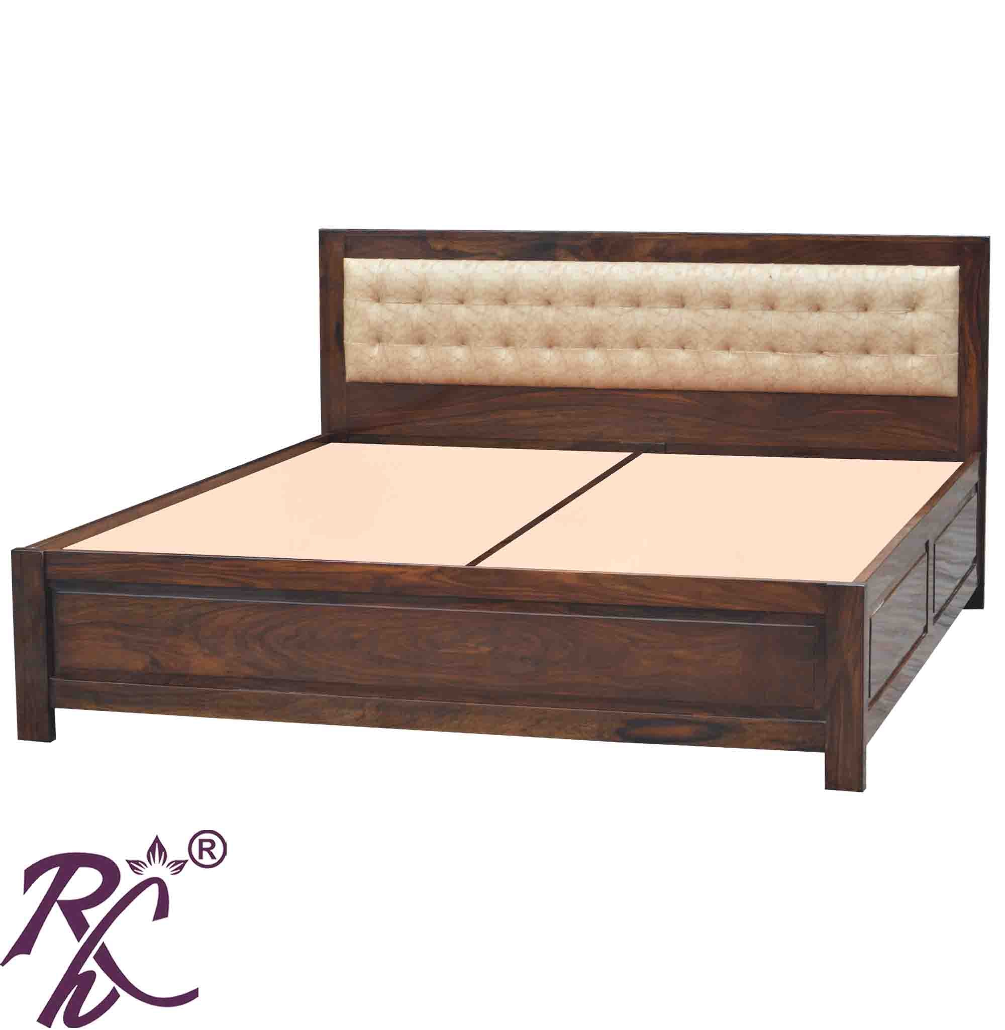 Solid Wood King Size With Storage Bed With Back Cushion