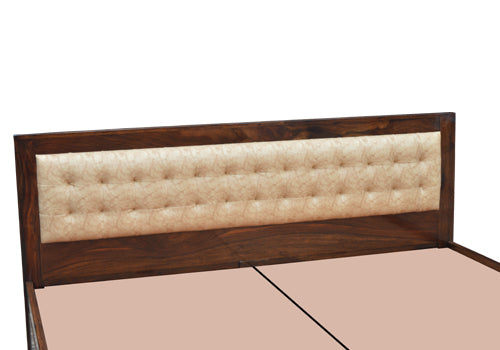 Solid Wood King Size With Storage Bed With Back Cushion