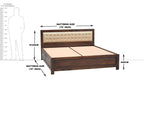 Solid Wood King Size With Storage Bed With Back Cushion
