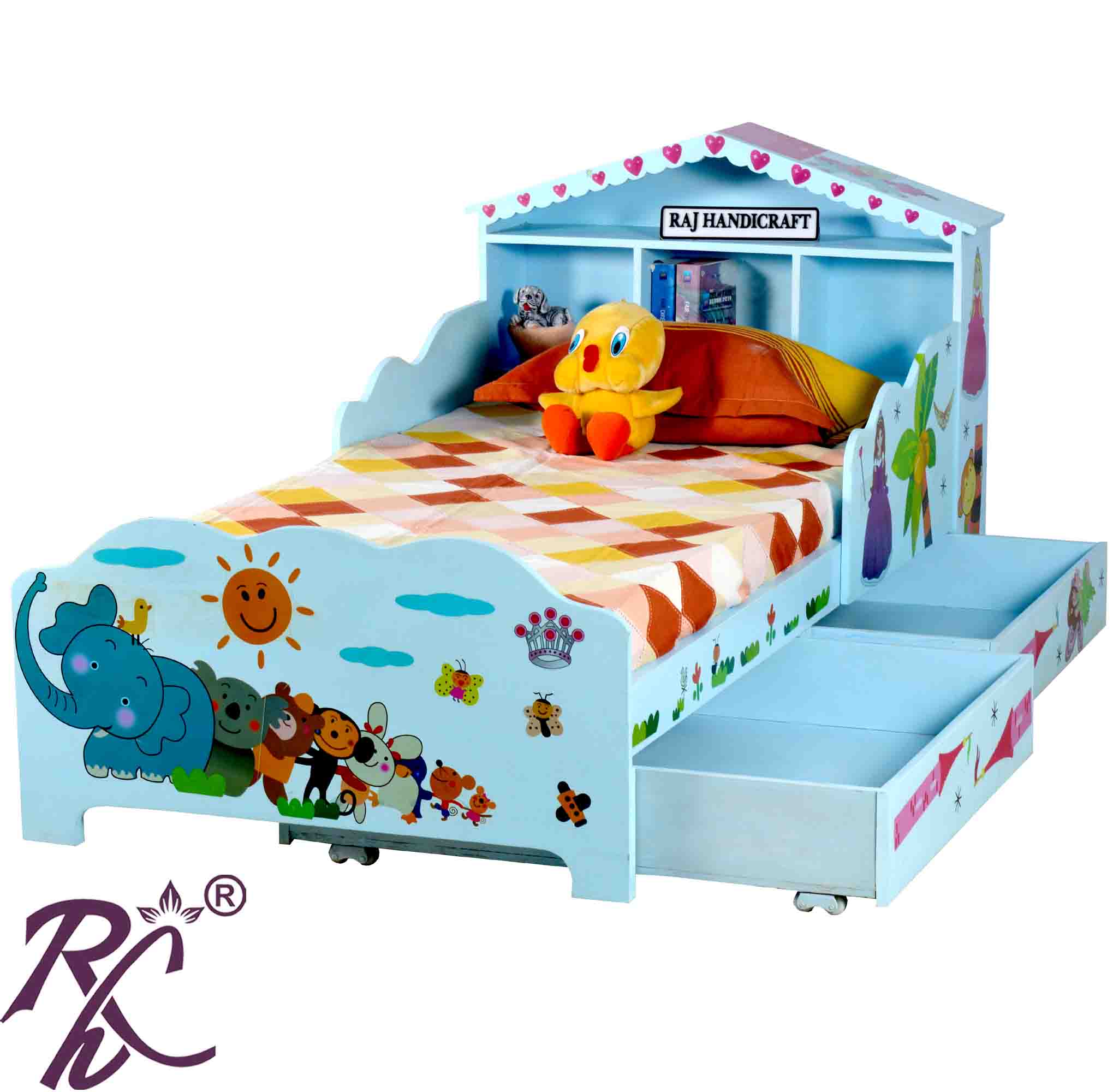 Solid Wood Kid's Storage Bed Without Sticker