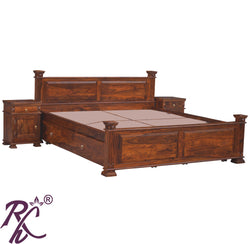Solid Wood King Size Bed With Side Full Drawer