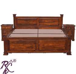 Solid Wood King Size Bed With Side Full Drawer