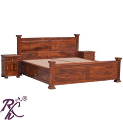 Solid Wood King Size With Storage Bed Side Half Drawers and Half Doors