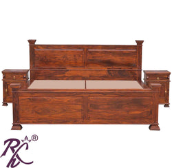 Solid Wood King Size With Storage Bed Side Half Drawers and Half Doors