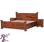 Solid Wood King Size With Storage Bed Side Half Drawers and Half Doors