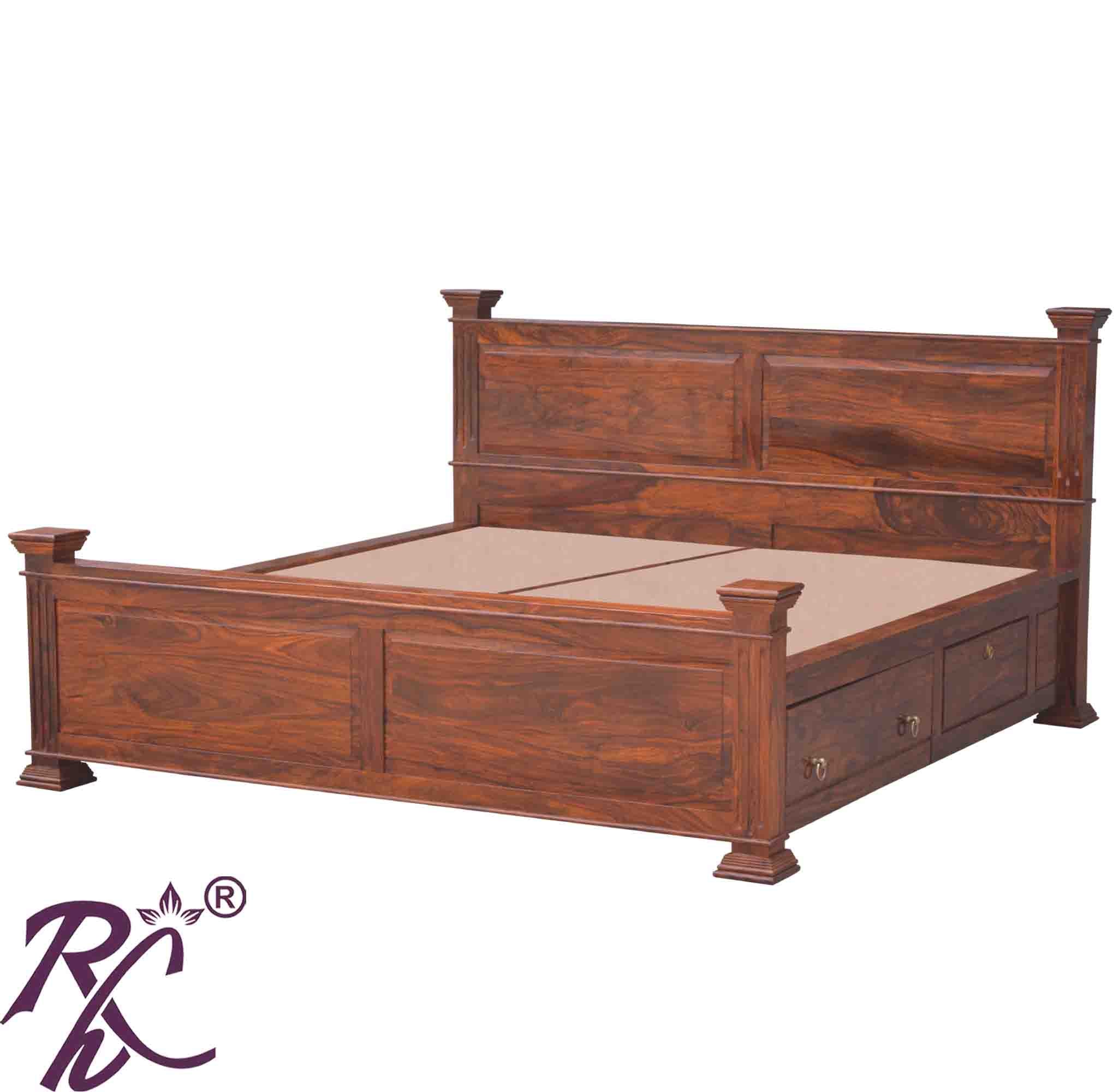 Solid Wood King Size With Storage Bed Side Half Drawers and Half Doors