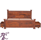Solid Wood King Size With Storage Bed Side Half Drawers and Half Doors
