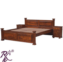 Solid Wood King Size Without Storage Bed