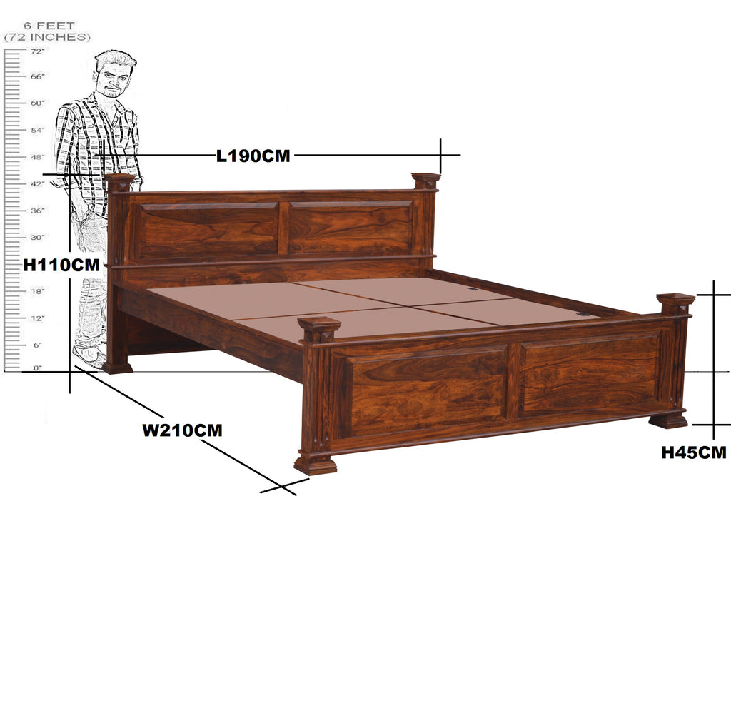 Solid Wood King Size Without Storage Bed