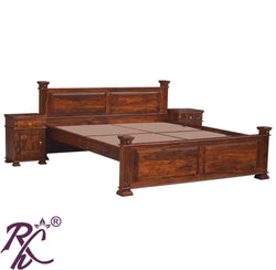 Solid Wood King Size Without Storage Bed