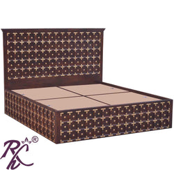 Solid Wood Brass L+T Design King Size With Storage Bed