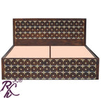 Solid Wood Brass L+T Design King Size Bed With Storage Side Full Drawer