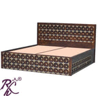 Solid Wood Brass L+T Design King Size Bed With Storage Side Full Drawer