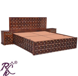 Solid Wood Brass L+T Design King Size With Storage Bed
