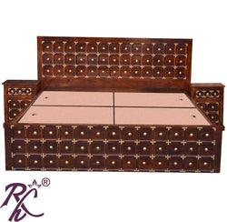 Solid Wood Brass L+T Design King Size With Storage Bed