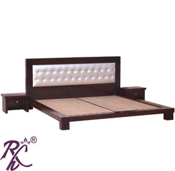 Solid Wood Low Height Bed With Head Part Cushion
