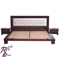 Solid Wood Low Height Bed With Head Part Cushion