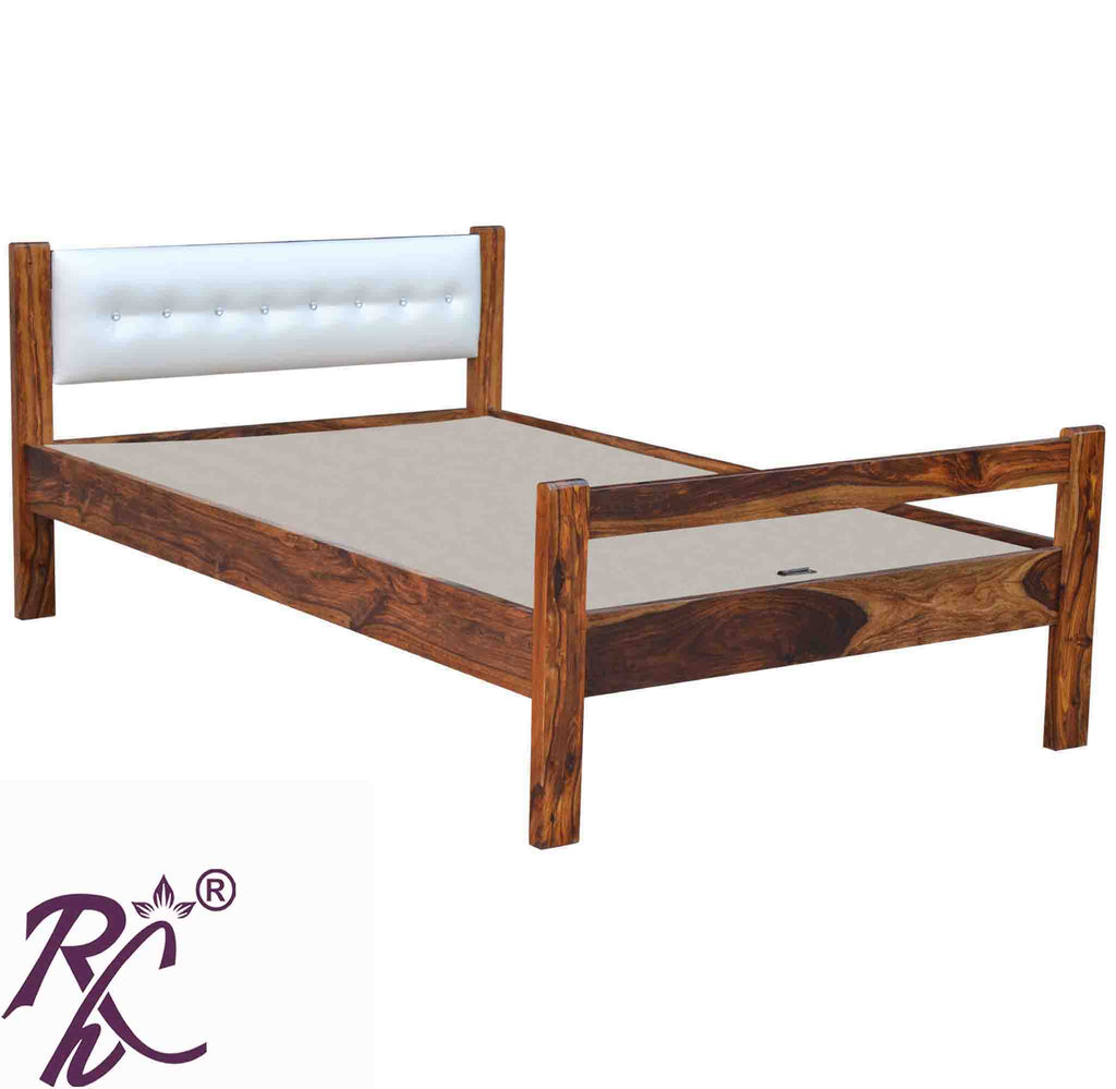 Solid Wood Single Without Storage Bed With Head Part Cushion