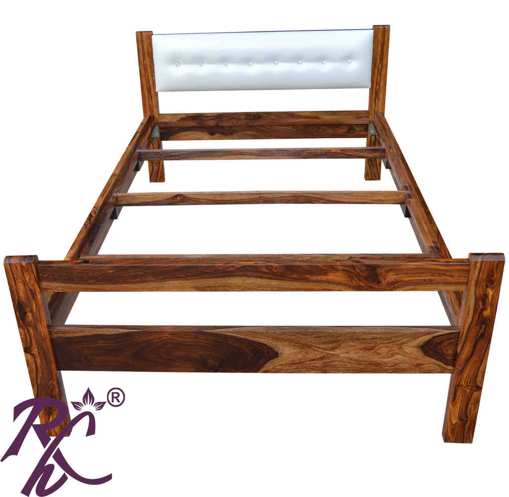 Solid Wood Single Without Storage Bed With Head Part Cushion