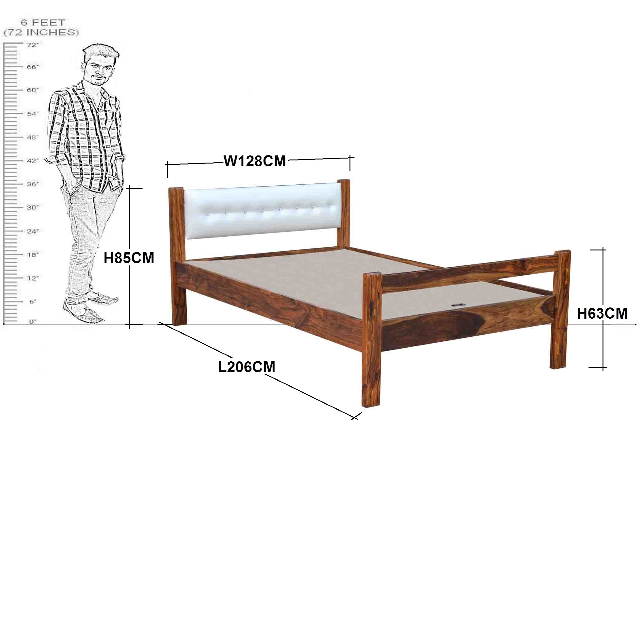 Solid Wood Single Without Storage Bed With Head Part Cushion