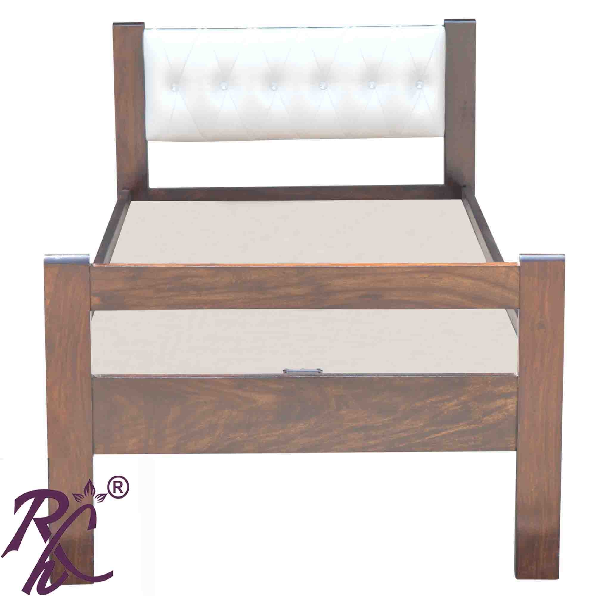 Solid Wood Single Without Storage Bed With Head Part Cushion Small