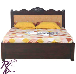 Solid Wood Queen Size Bed With Back Cushion