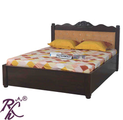 Solid Wood Queen Size Bed With Back Cushion