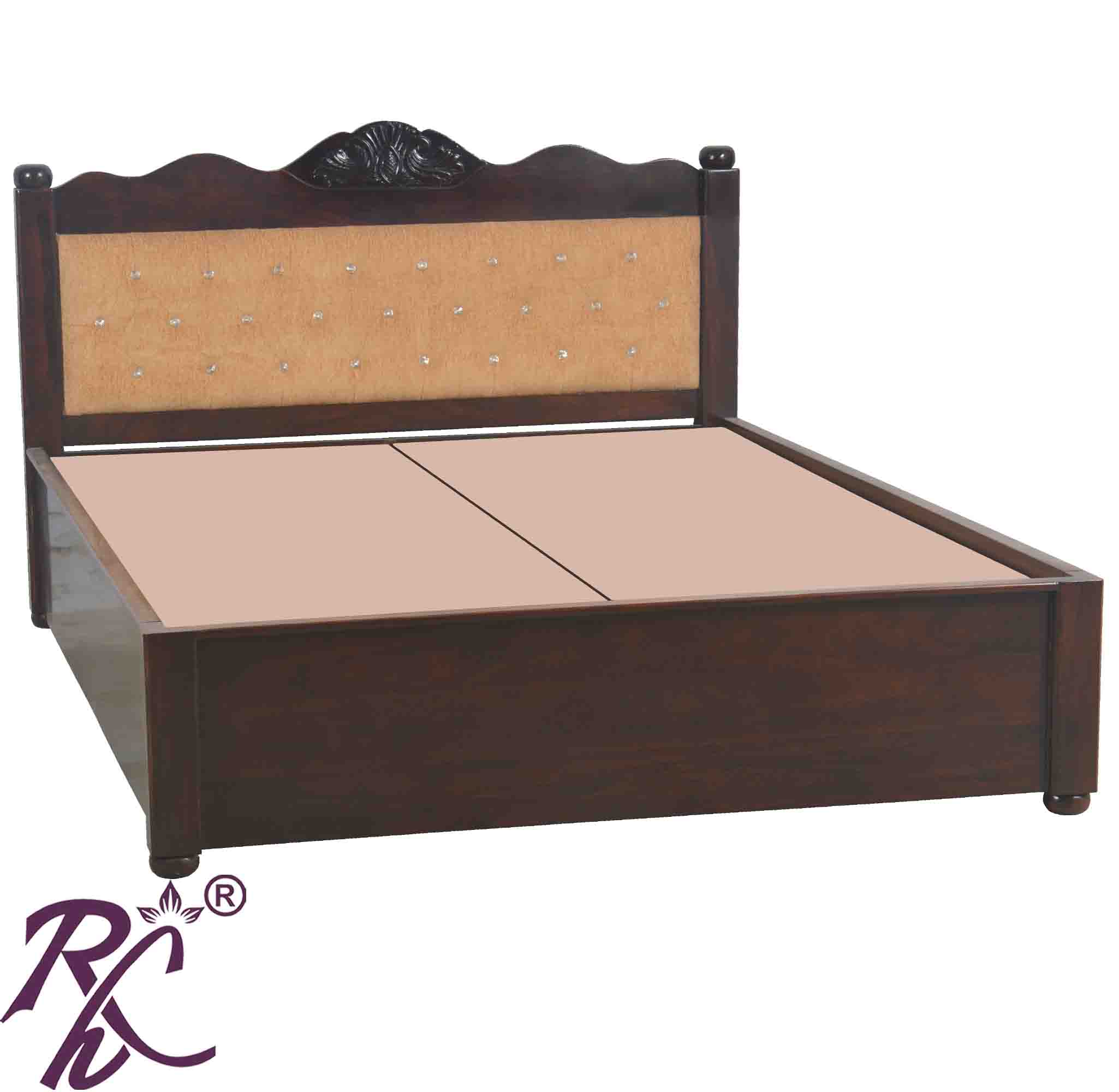 Solid Wood Queen Size Bed With Back Cushion
