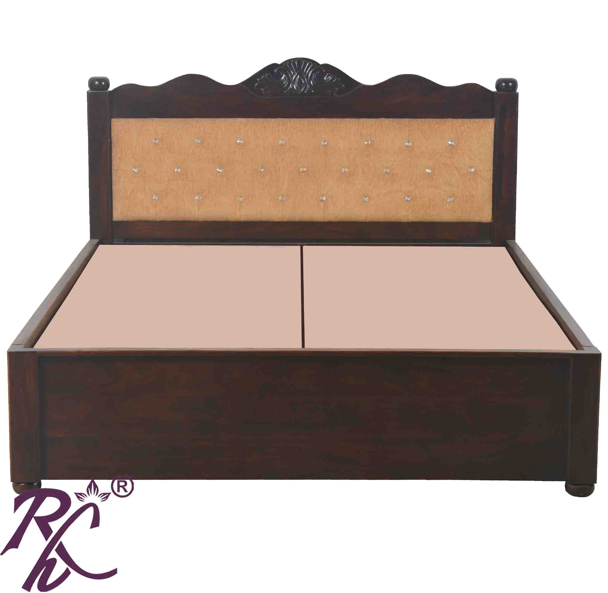 Solid Wood Queen Size Bed With Back Cushion