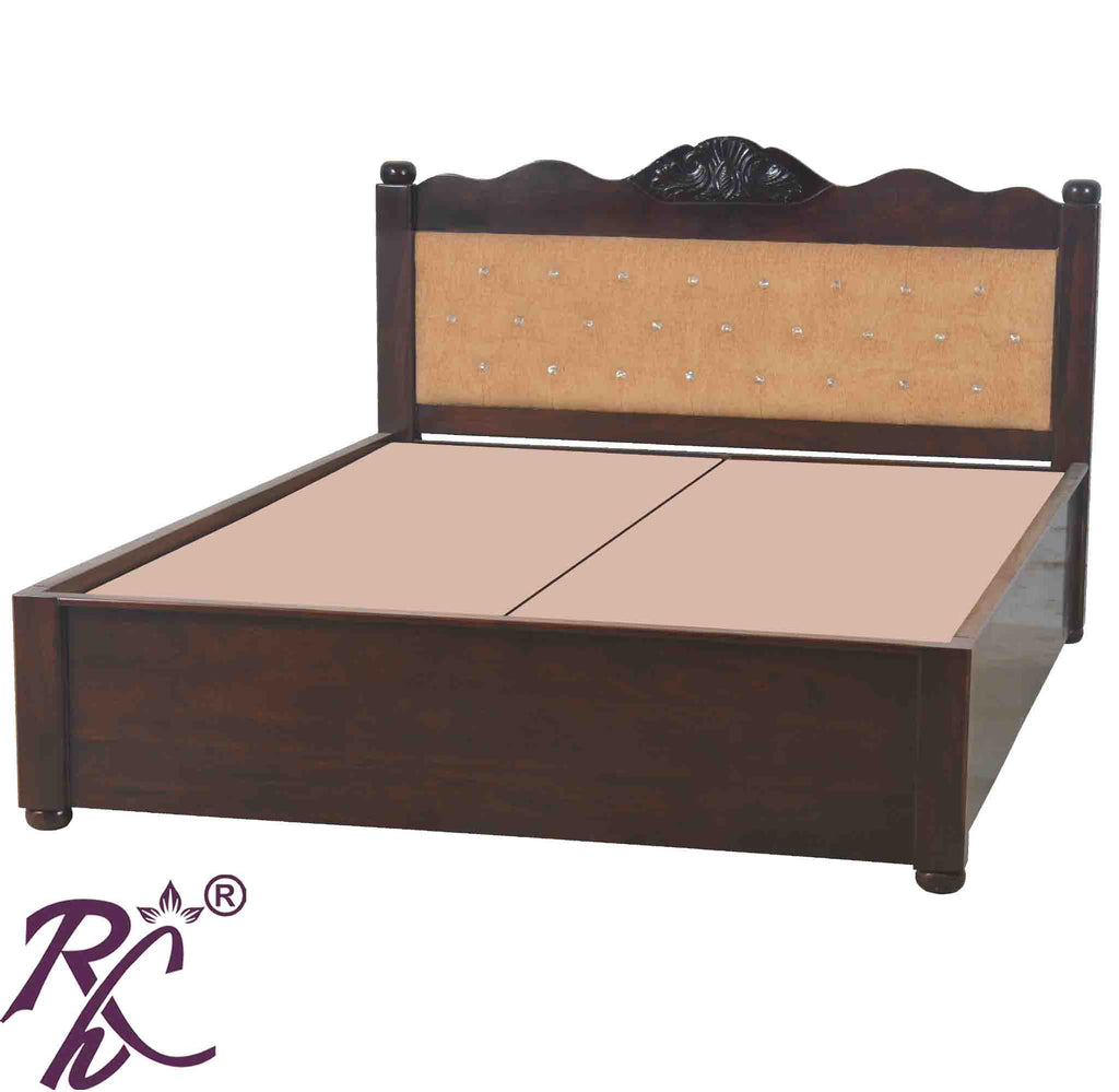 Solid Wood Queen Size Bed With Back Cushion