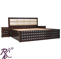 Solid Wood King Size Diamond Design Bed With Storage