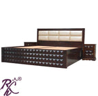 Solid Wood King Size Diamond Design Bed With Storage
