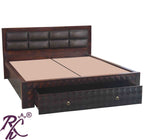 Solid Wood King Size Bed With Front Drawer and Head Part With Cushion Work