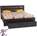 Solid Wood King Size Bed With Front Drawer and Head Part With Cushion Work