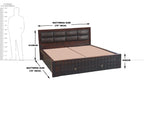 Solid Wood King Size Bed With Front Drawer and Head Part With Cushion Work