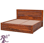Solid Wood Diamond Design King Size With Storage Bed With Front Drawer