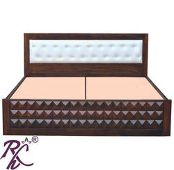 Solid Wood King Size Diamond Design Bed Without Storage